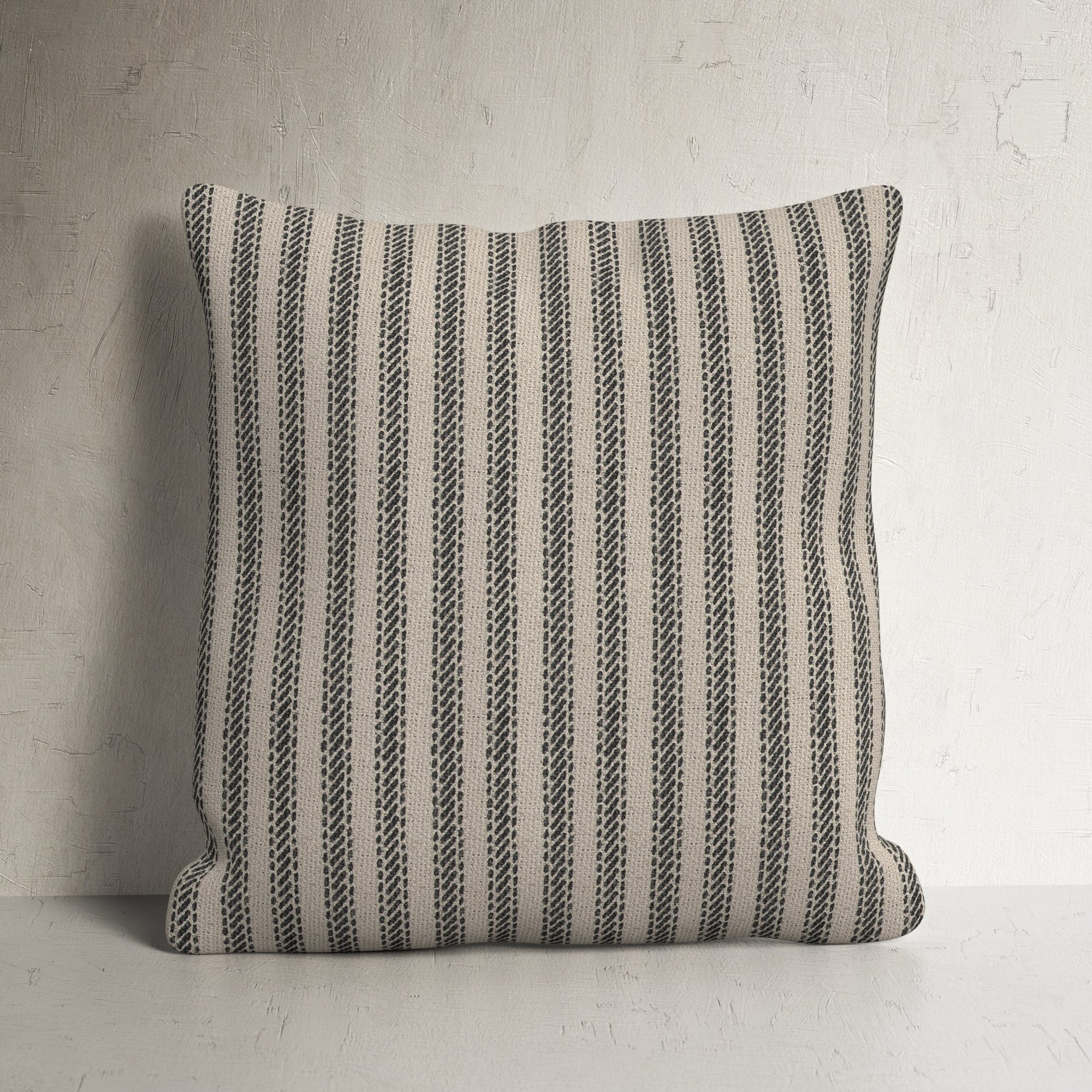 Percy Striped Cotton Pillow Cover, Natural/Gray, Pillow Cover Only - No Insert