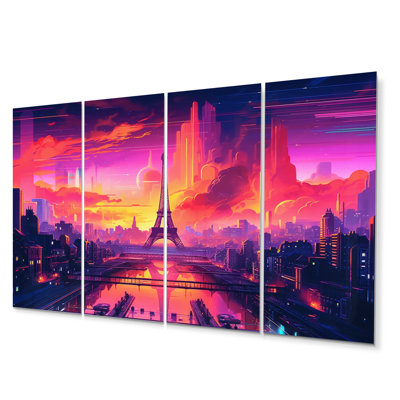 Futuristic Paris Eiffel Tower Scenery I Landscape & Nature Wall Decor on Metal