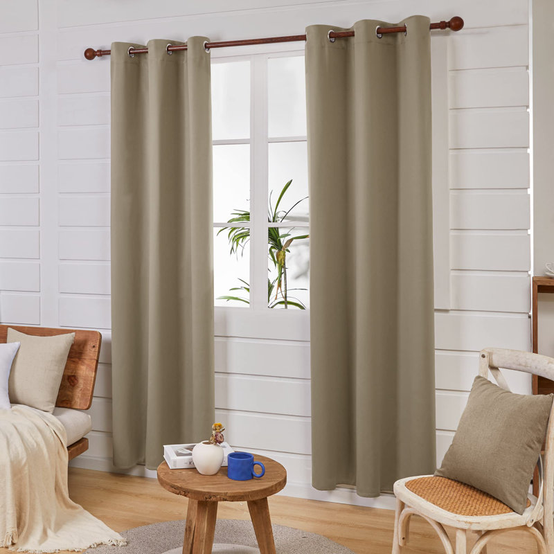 Thermal Insulated Room Darkening Grommet Curtain Panels (Set of 4), 42" W x 63" L, Khaki