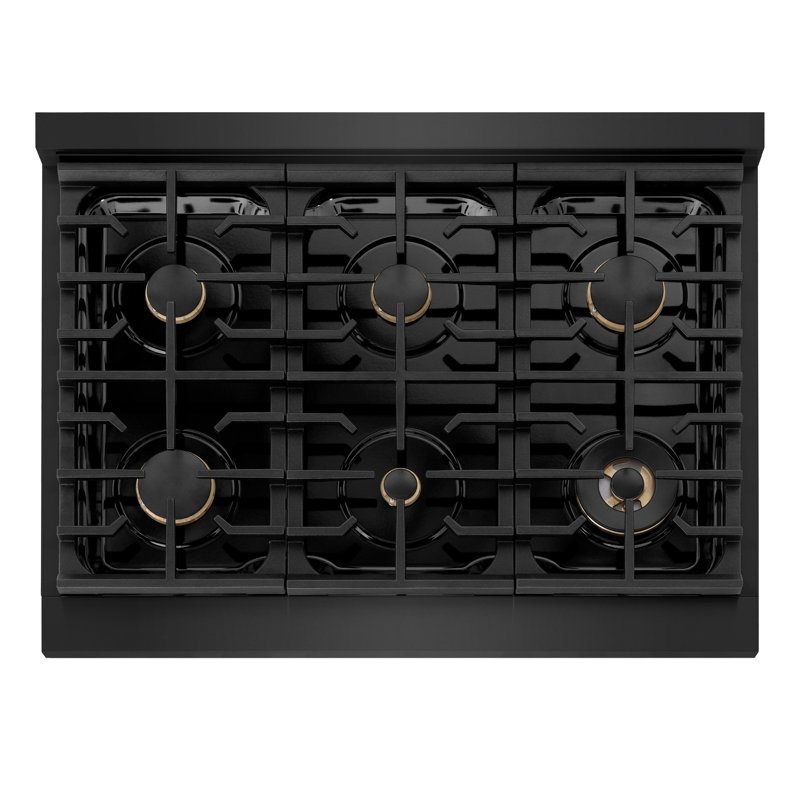 ZLINE 36 in. Autograph Paramount Rangetop in Black Stainless Steel w/ Gold Accents, Black Stainless/Polished Gold