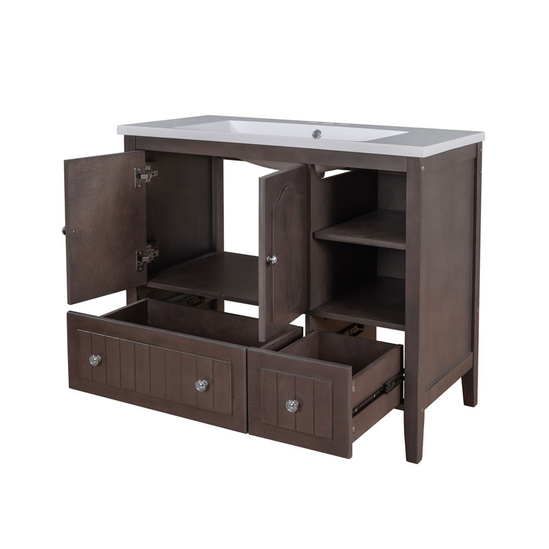 Ensemble de meuble-lavabo simple 36 po, Brun