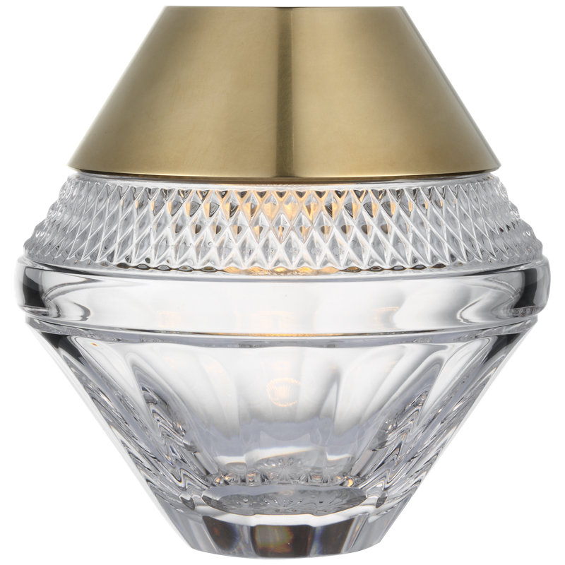 Waterford Copper Coast 5" Rechargeable Accent Lamp with Clear Crystal, Gold