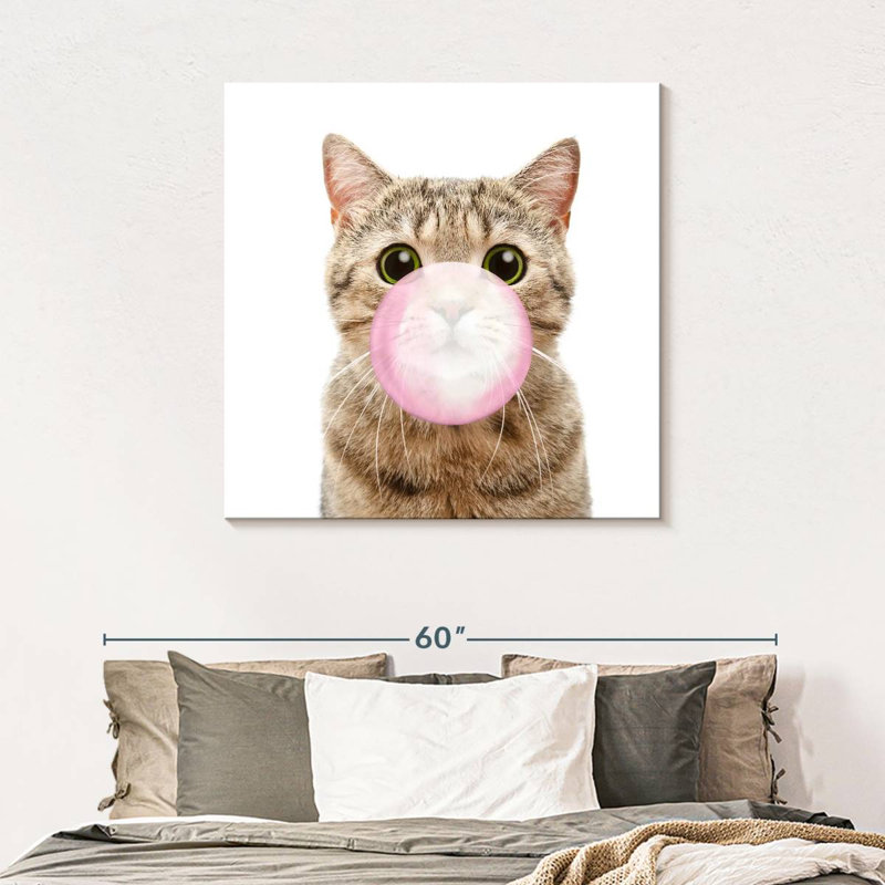 " Bubble Gum Kitty ", 39" H x 39" W x 1.25" D