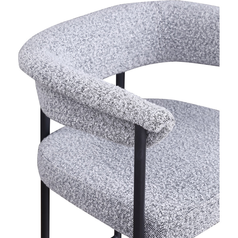 Malin Upholstered Counter Stool with Metal Frame, Gray Boucle Fabric