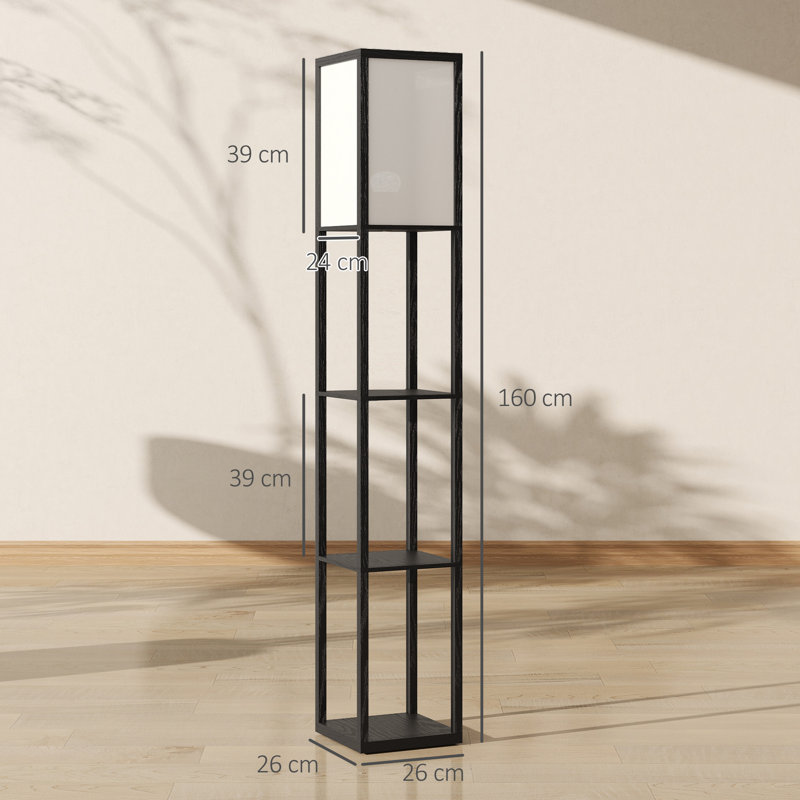 Retweet Floor Lamp Reading Lamp with 3-Tier Storage Shelf for Home Office, 3000K, Black