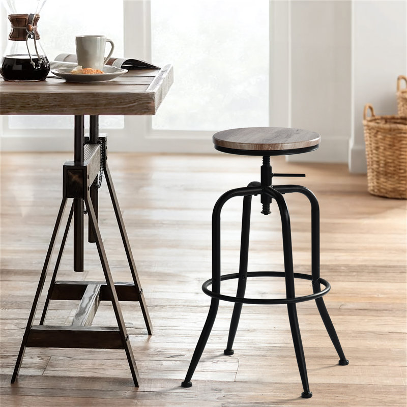 Laxton Adjustable Height Counter Stools for Kitchen Island with Metal Frame, Oak