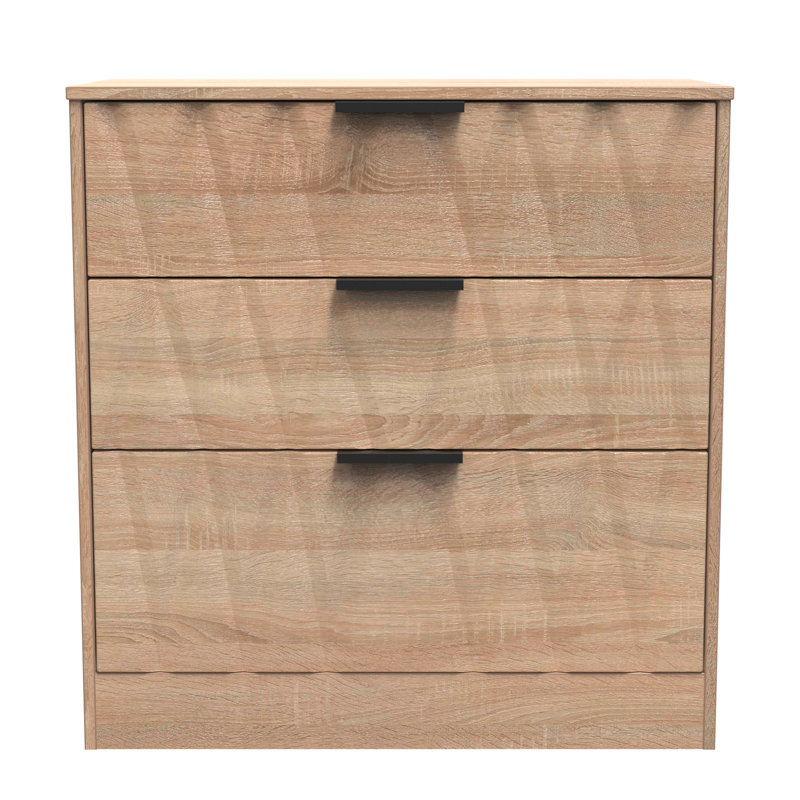 Besmir 77cm W 3 - Drawer Chest of Drawers, Bardolino Oak