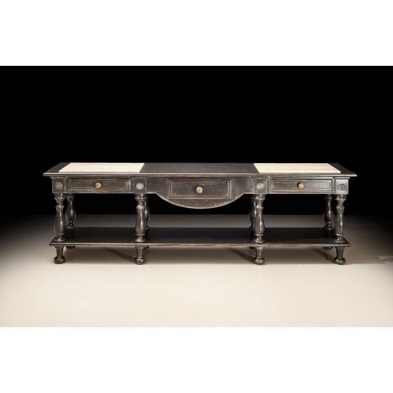 115" Wide 3 Drawer Buffet Table, Gray