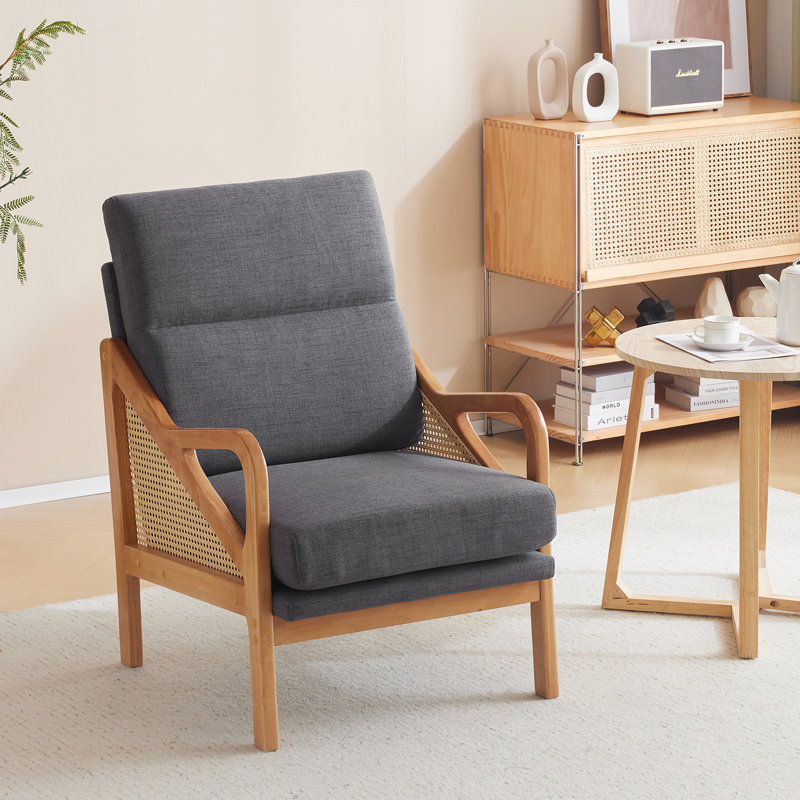 Rattan Accent Chair, Gray Polyester Blend