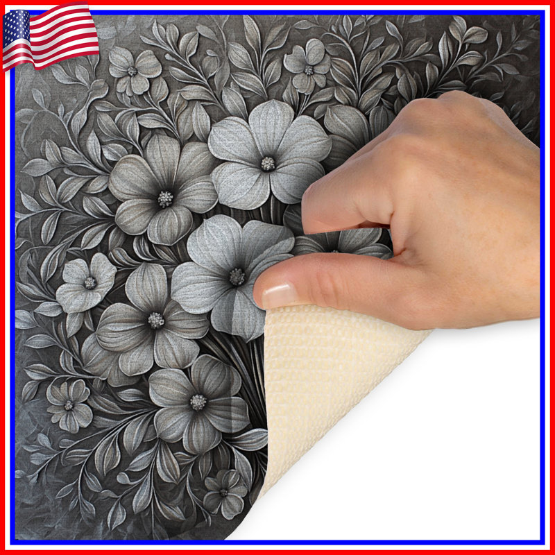 Tapis de bain floral, L 34 po x L 21 po
