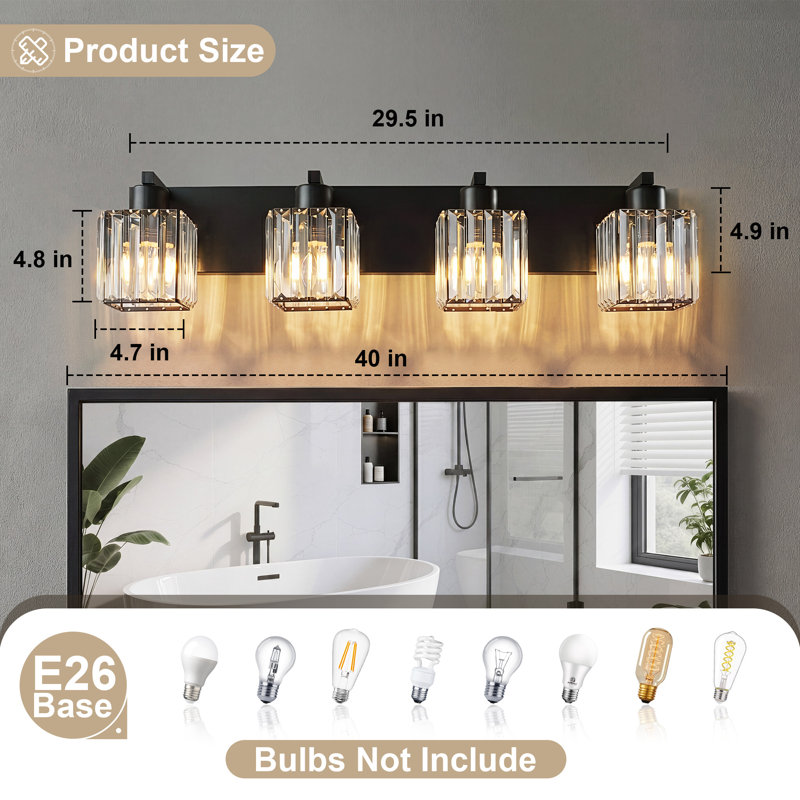 Meuble-lavabo 4 lumières 4 lumières, H 6 po x l 32 po x P 7 po, Quatre lumières