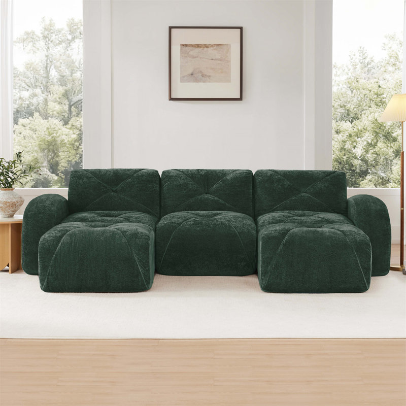 Canapé en U sans os, H 29,9 pox L 110,6 po L x 67,3 po P, Vert