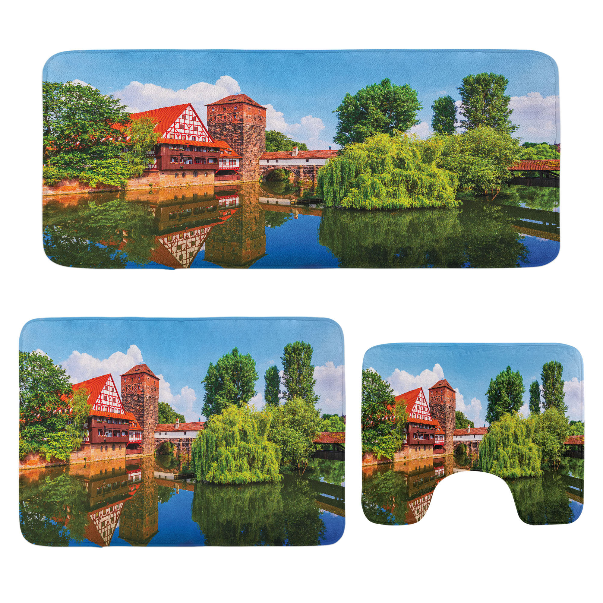 East Urban Home Rustic Bathroom Rug Set 3 Pieces U-Shape & Rectangle ...