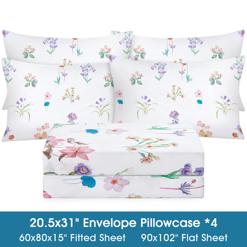 Queen Size Pastel Floral Microfiber Sheet Set