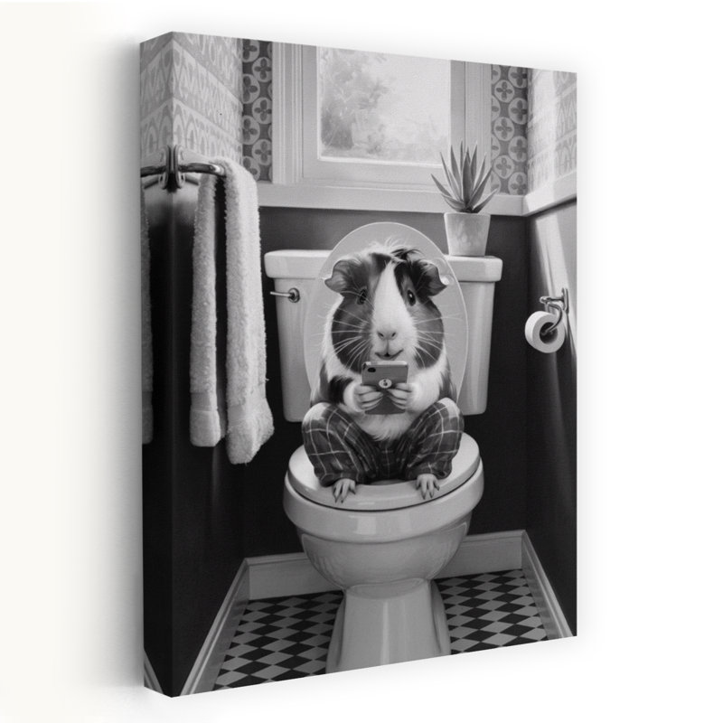Guinea Pig Toilet Time by Andreas Magnusson - Wrapped Canvas Print, 45.72 cm H x 30.48 cm W
