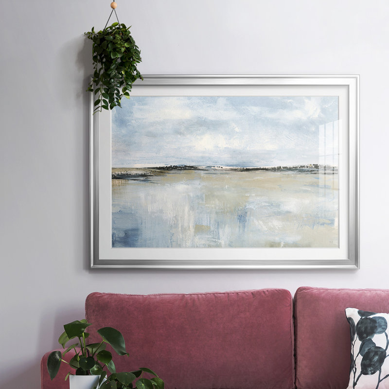 Across the Meadow - Cadre encadré avec biseau mat et verre, Argent, H 19 po x l 27 po x P 1,5 po
