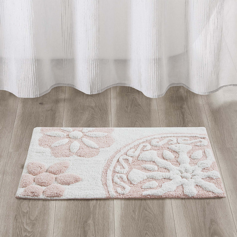 Medallion Cotton Tufted Bath Rug, Pink