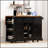 53'' Farmhouse Kitchen Island With Tempered Glass Doors, Power Outlet, And Rolling Cart On Wheels, Ideal For Organized And Stylish Kitchens