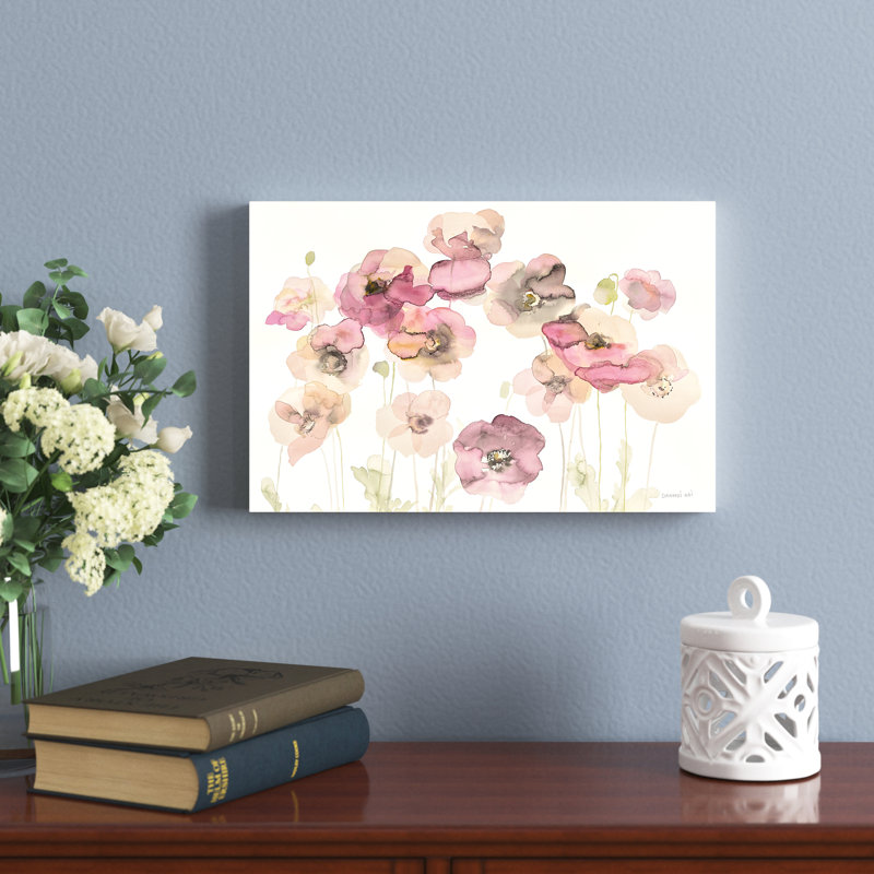 «Delicate Poppies» par Danhui Nai, reproduction d'art sur toile tendue, H 12 po x l 18 po