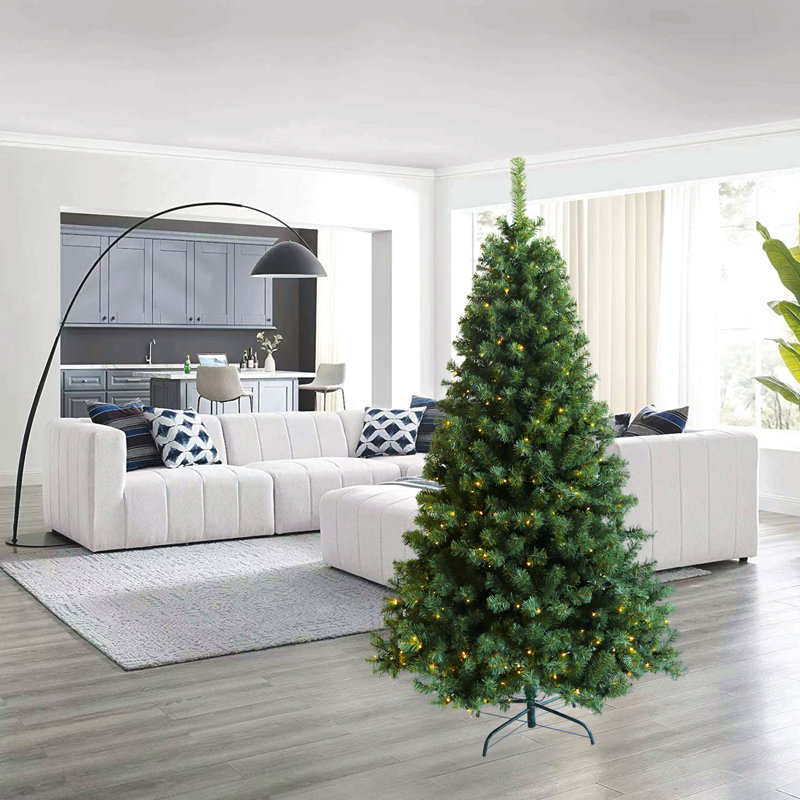 Arbre de Noël articulé artificiel pré-éclairé 6 pi avec support pliable