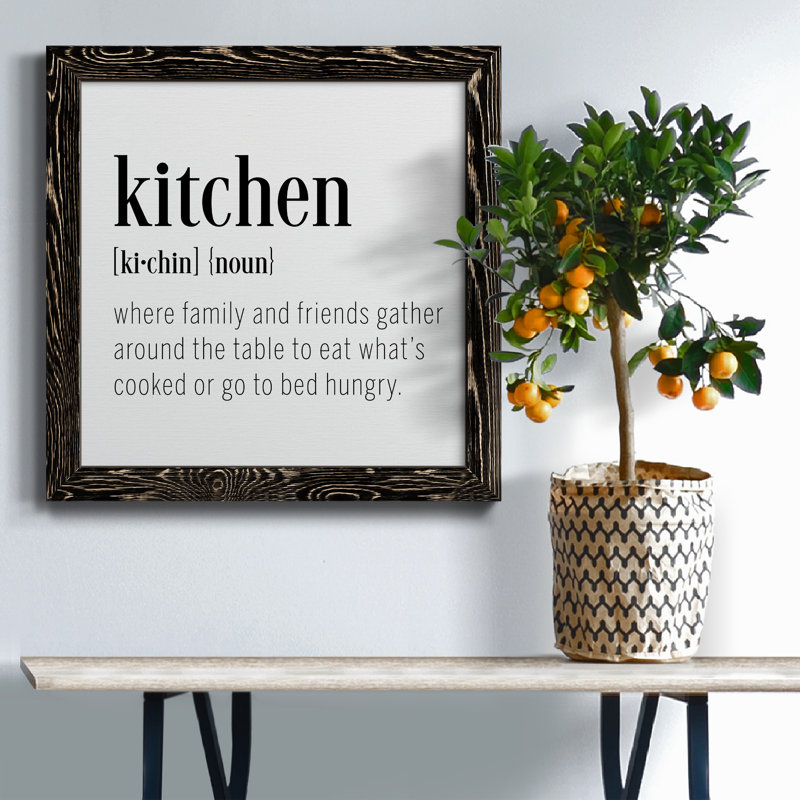 Kitchen Kitchen - Art textuel sur toile, Toile encadrée noire patinée, H 17 po x l 17 po x P 1,5 po