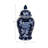 Chinoiserie Traditional Stoneware and Ceramic Lidded Jar with Decorative Motif and Classic Silhouette in Timeless Design for Display or Accent Placement in Living Spaces or Shelf Arrangements-542330468