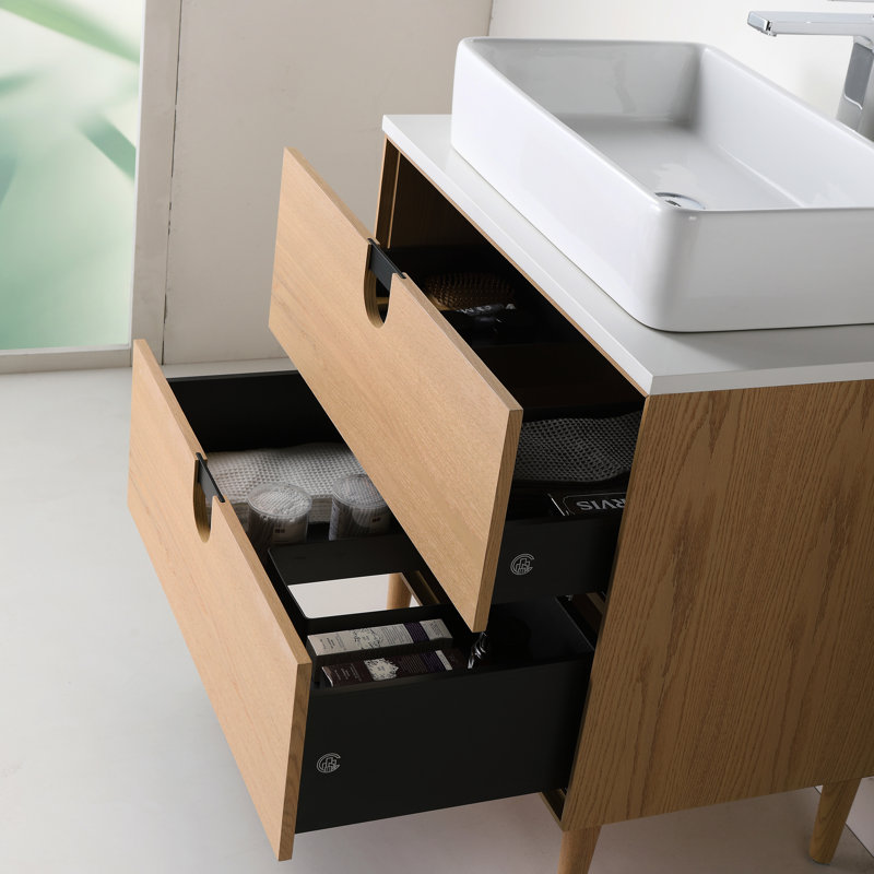 Ensemble de meuble-lavabo 29,53 po Antonina, Chêne blanchi