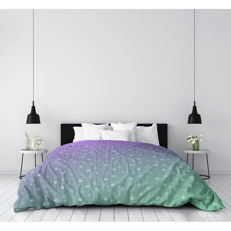 Housse de couette Katelyn Elizabeth, Polyester brossé, Housse de couette simple TG, Violet / turquoise pâle