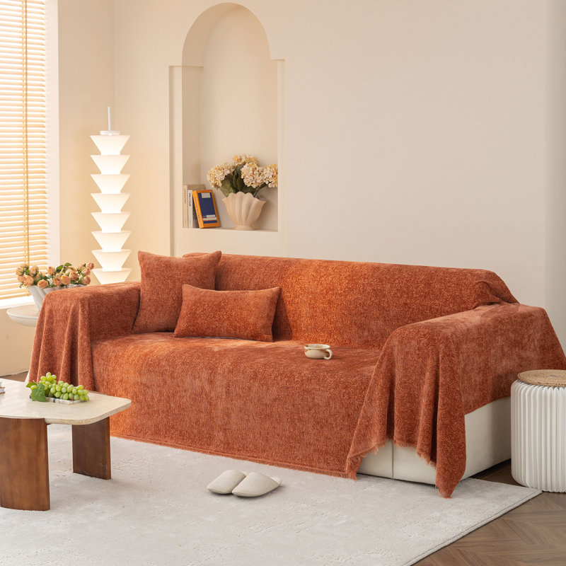 Box Cushion Slipcover, 71" H x 118" W, Burnt Orange