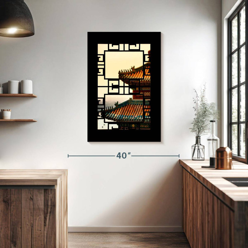 Aime Asian Window Sunset, 39" H x 26" W