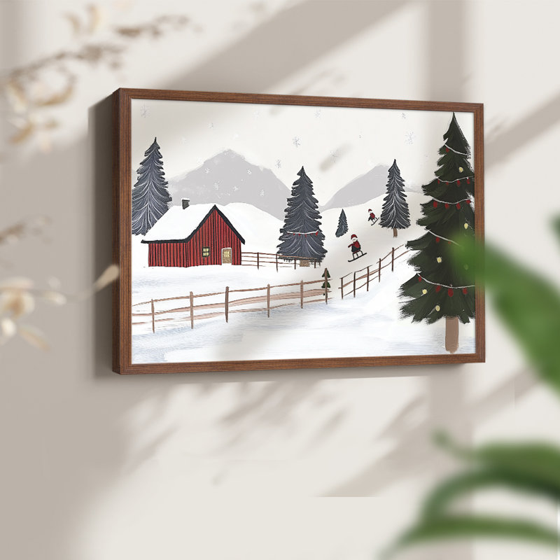 Chirstmas Art-DLII - Reproduction encadrée - Restickable, H 8 po x l 10 po, Noyer