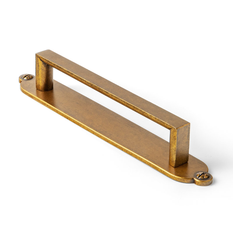 Poignée de bar classique avec contre-plaque (G013), 5", Laiton antique