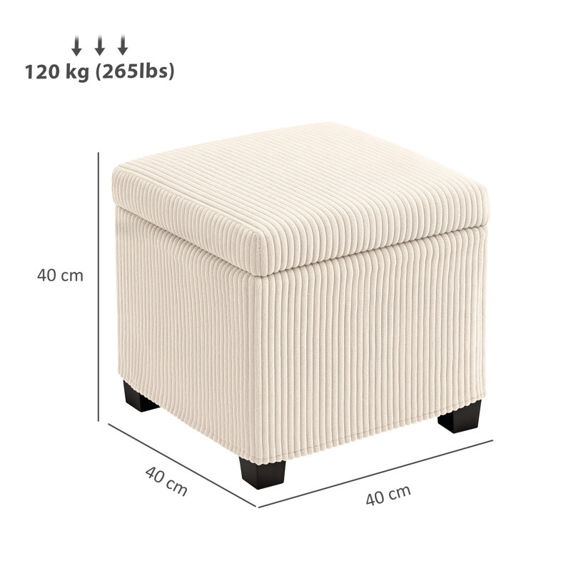 40cm Wide Cube Ottoman, Beige