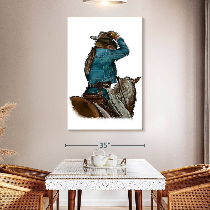 Fille et cheval Lelar, H 51 po x l 34 po