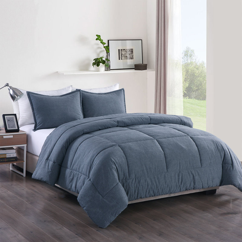Ensemble d'édredon en coton Messy, Édredon simple, Bleu