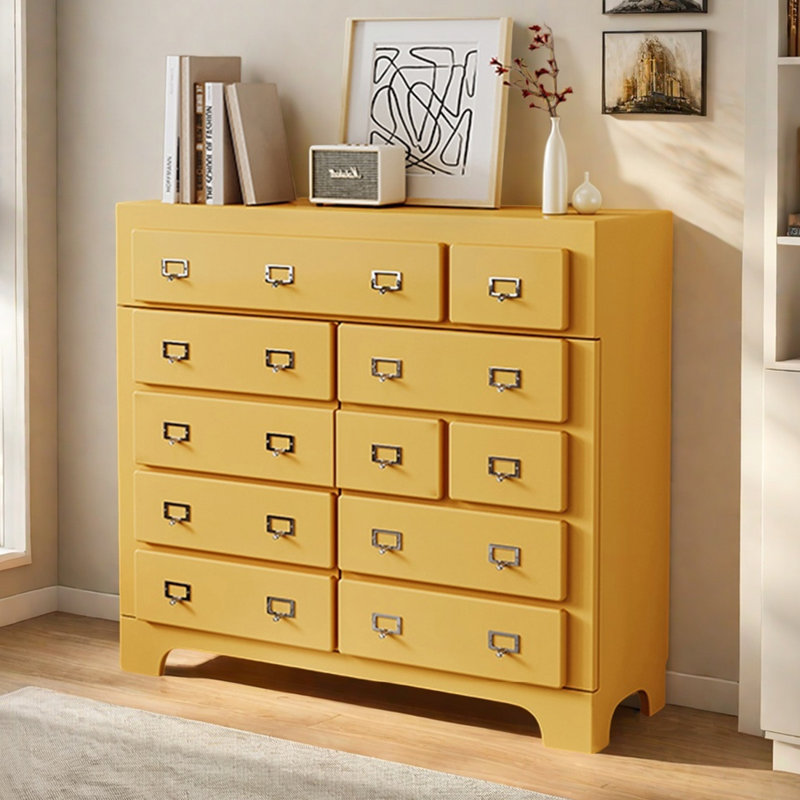 Buffet moderne 2 tiroirs 2 portes, Jaune