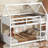 White Rubber Wood Twin Over House Floor Bunk Bed - And Secure For ' Rest In With Stable Protected Guardrails-1793545509