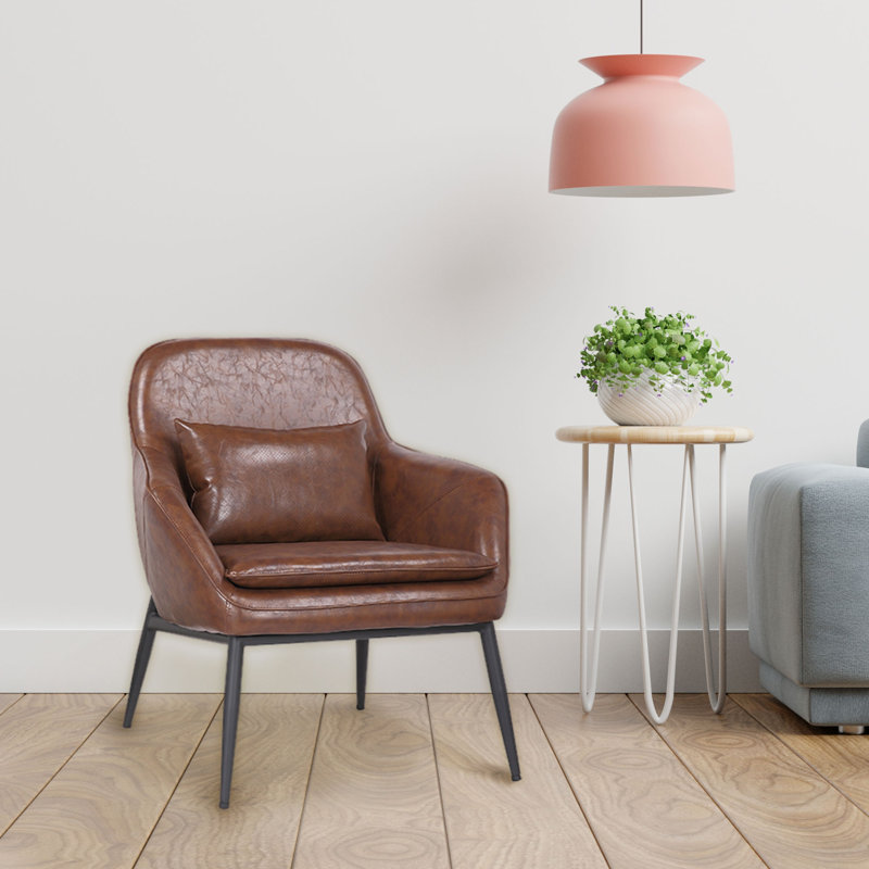 Fauteuil en similicuir 30 po Yi, Simili-cuir brun rétro