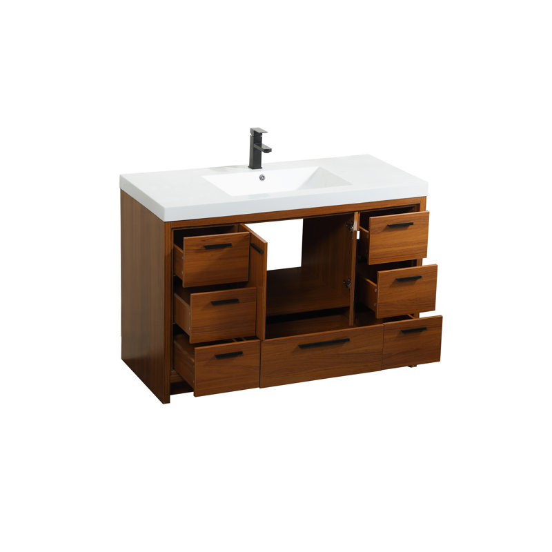 Enfield 48'' Single Bathroom Vanity with Top, Teak