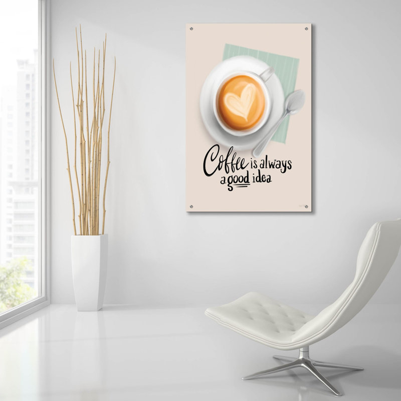  «Coffee Is Always A Good Idea» par House Fenway, art mural en verre acrylique, 24 po x 36 po, H 36 po x l 24 po