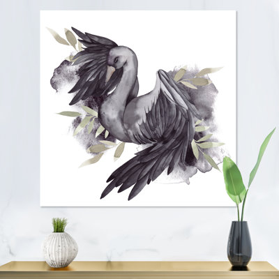 Cygne noir avec ailes ouvertes I - reproduction d'art sur toile traditionnelle 2