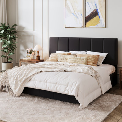 Hydraulic Lift Up Upholstered Platform Bed with Adjustable Headboard