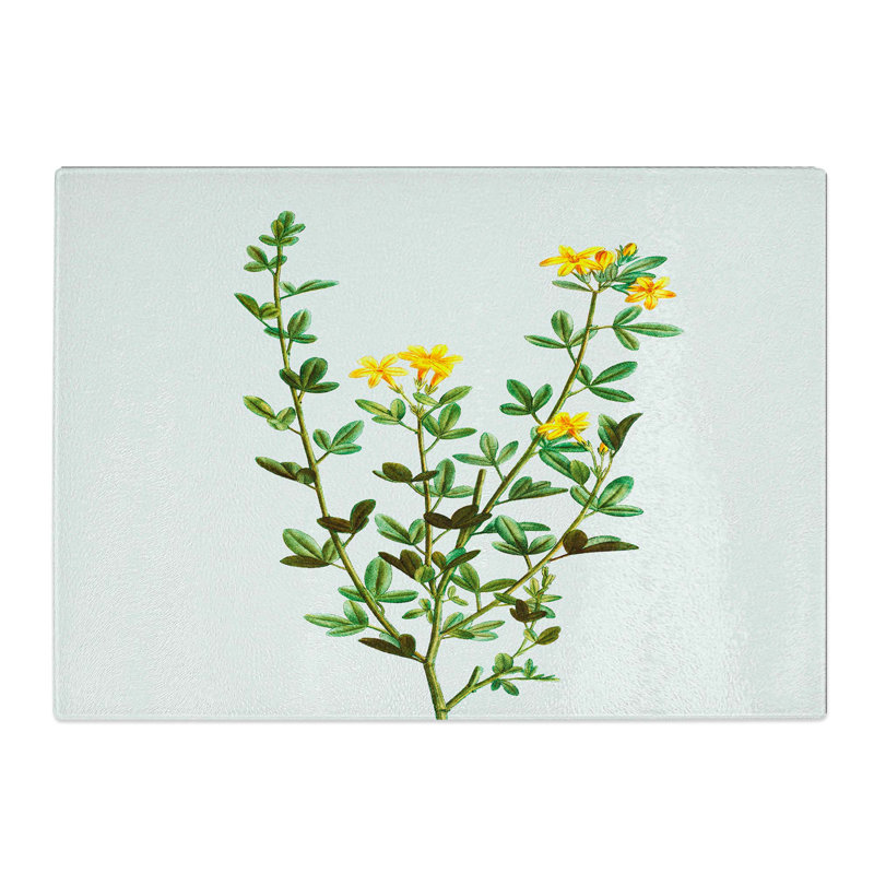Tempered Glass Yellow Jasmine Flowers by Pierre-Joseph Redoute Chopping Board, 39 cm W x 28.5 cm L