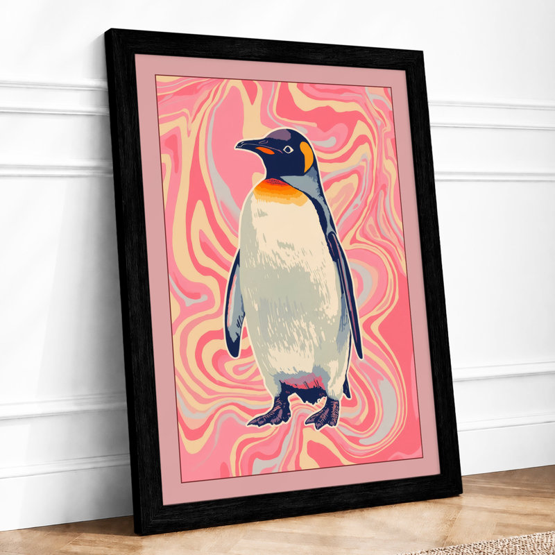 Penguin in Psychedelia Eclectic - Framed Print, A1 - 84.1 x 59.4 cm, Black