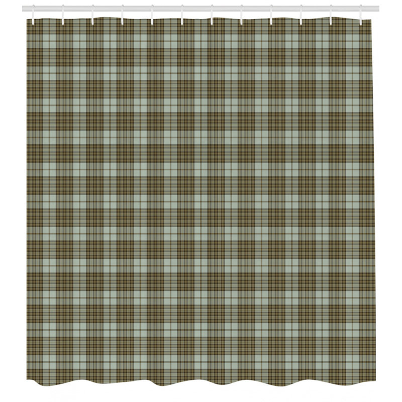 Pale Chocolate and Mustard Plaid Fabric Shower Curtain