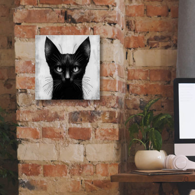  'Cat Portrait B&w' by Rey Klimt Canvas Wall Art, 12" x 12"