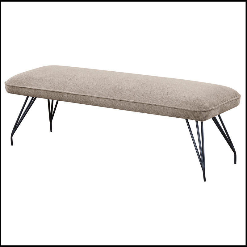 Banc de salle à manger rembourré en tissu taupe Kailea, pour espaces modernes et sièges confortables, Taupe