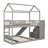 Twin Over Twin Bunk Bed With Two Drawers And Slide, House Bed With Slide, White-955831747