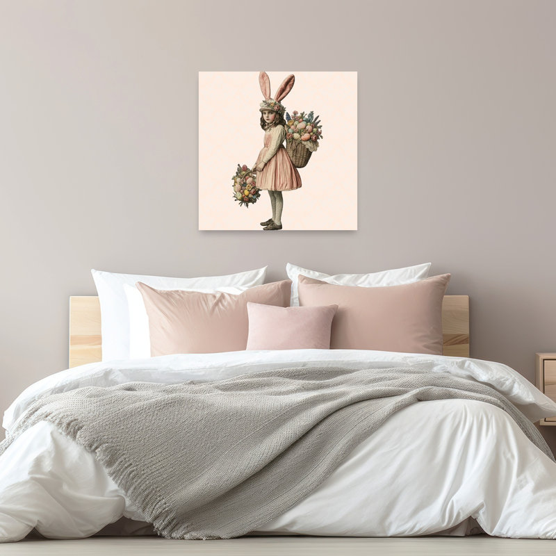Reproduction d'art rétro vintage sur un lapin de Pâques, 32" H x 32" W