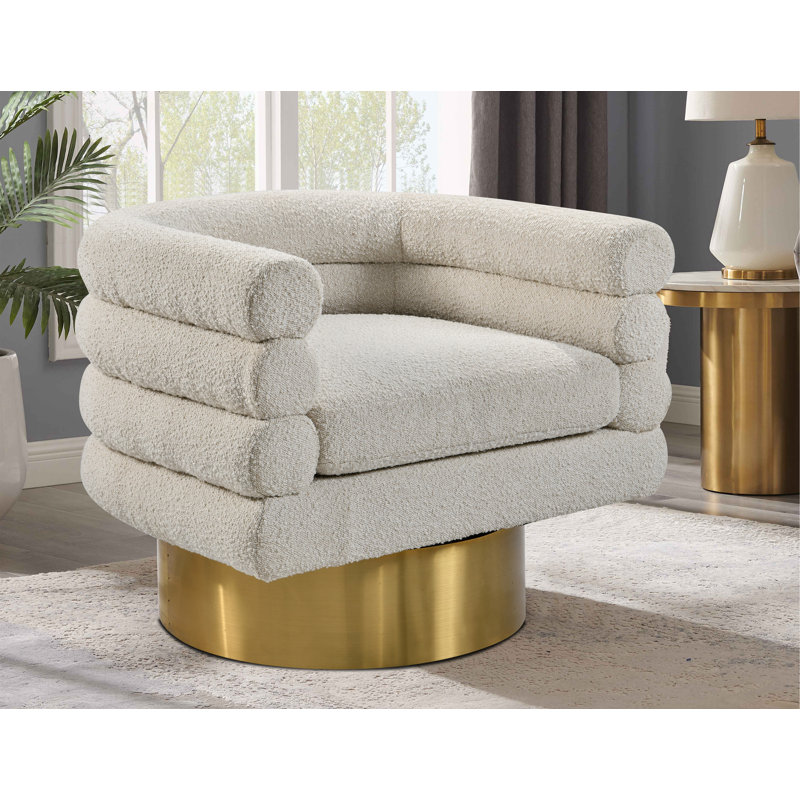 Fauteuil demi-tonneau Shikibu, Crème Boucle